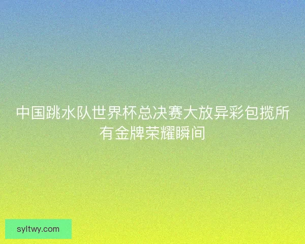 中国跳水队世界杯总决赛大放异彩包揽所有金牌荣耀瞬间